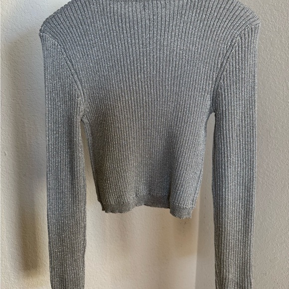 🩶 Love Tree Cosmic Crush Sparkly Metallic Ribbed Cropped Stretchy Top NWT Large - Picture 7 of 15